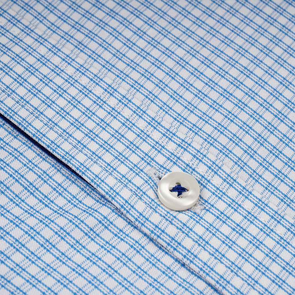 Deep Sky Blue Checkered Semi Formal Shirt